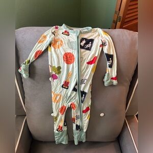 Playful “the office” themed baby footie pajama